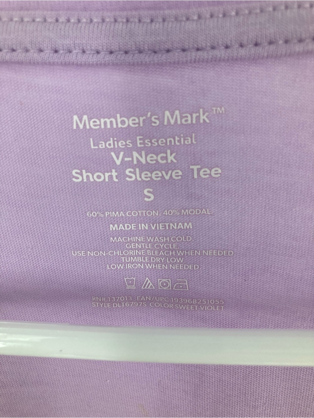 Member's Mark Lavender V-Neck Short Sleeve Tee - Picture 2 of 3